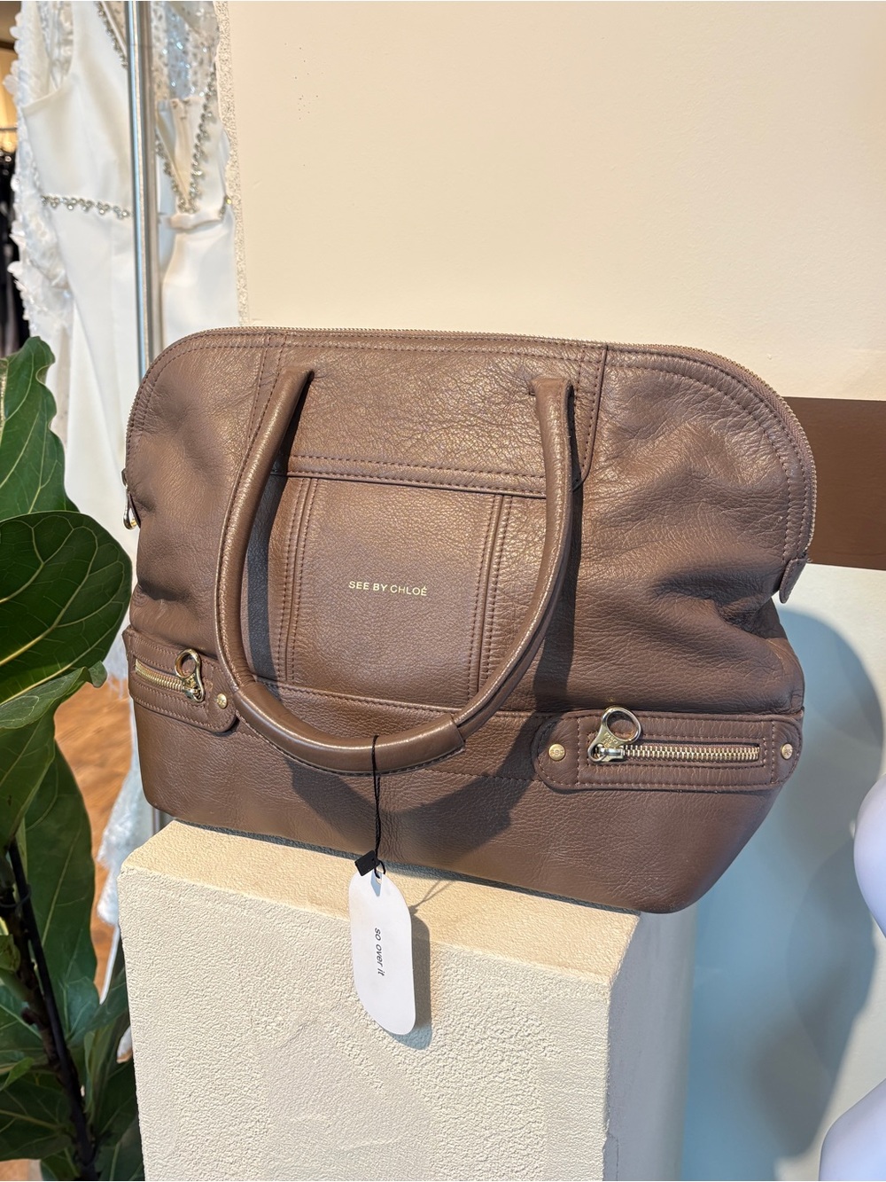 See By Chloé Brown Vintage Leather Shoulder Bowling Bag